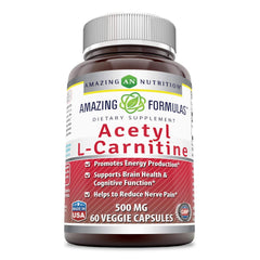 Bottle of Amazing Formulas Acetyl L-Carnitine HCl Veggie Capsules 500 mg