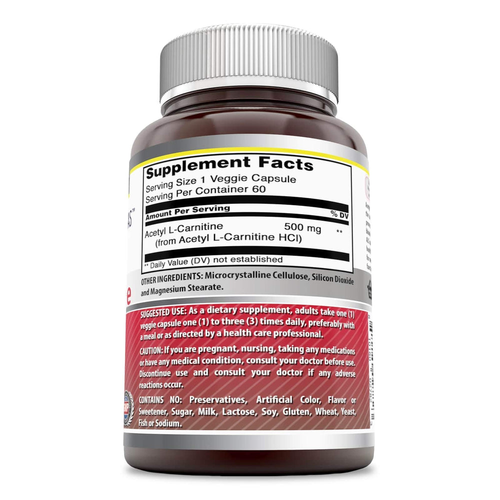 Nutrition label and bottle with 60 vegetarian capsules