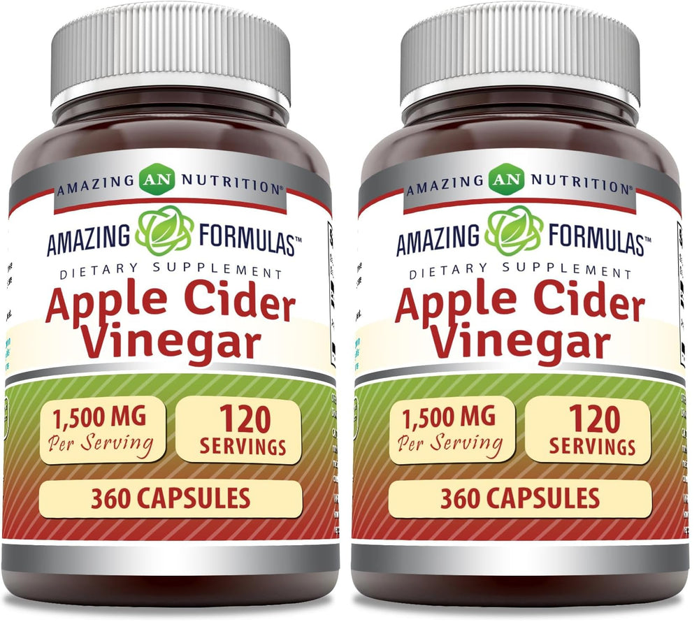 Amazing Formulas Apple Cider Vinegar 1500 mg capsules bottle in 2-pack