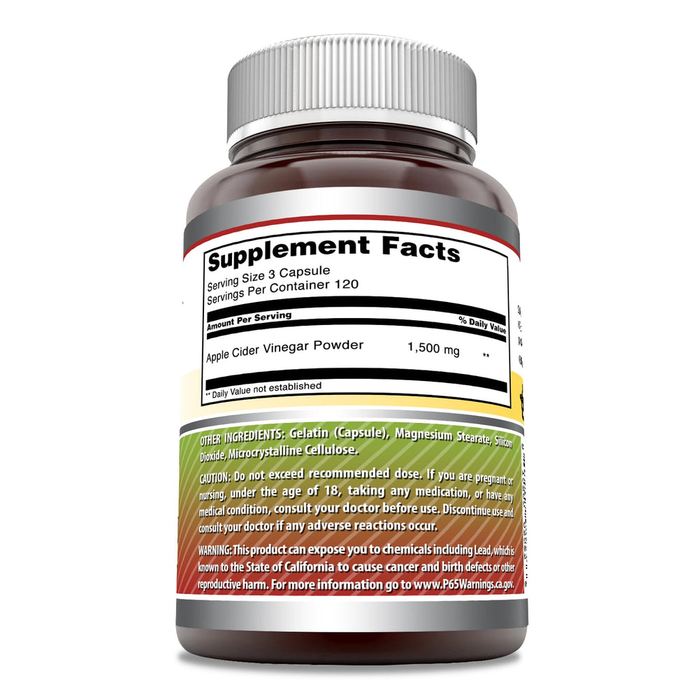 Close-up of Amazing Formulas Apple Cider Vinegar 1500 mg capsules
