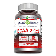 Front view of Amazing Formulas BCAA 2:1:1 bottle label