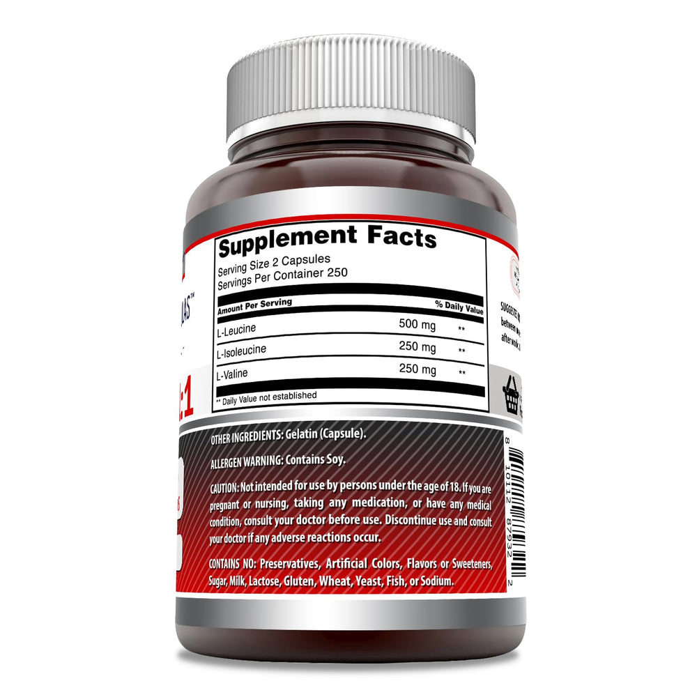 Close-up of label showing BCAA amounts