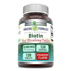 Amazing Formulas Biotin 10000mcg fast-dissolve tablets strawberry flavor