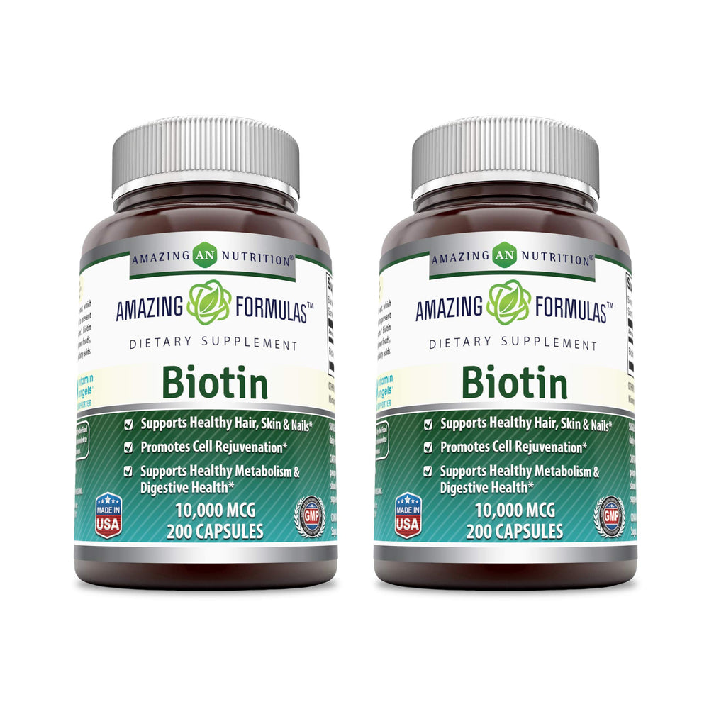 Amazing Formulas Biotin 10000 mcg Veggie Capsules - Vitamin B7 Supplement - Non-GMO Gluten Free Made in USA