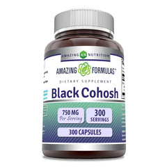 Front view of Amazing Formulas Black Cohosh 750 mg bottle