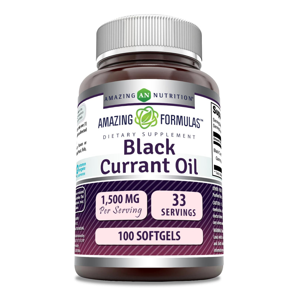 Amazing Formulas Black Currant Oil bottle with 1500 mg softgels