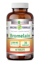 Product bottle of Amazing Formulas Bromelain 2000 mg tablets, front view