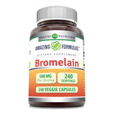 Amazing Formulas Bromelain 500mg 2400 GDU Veggie Capsules bottle label