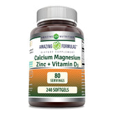 Label for Amazing Formulas Calcium Magnesium Zinc D3 240 Softgels bottle