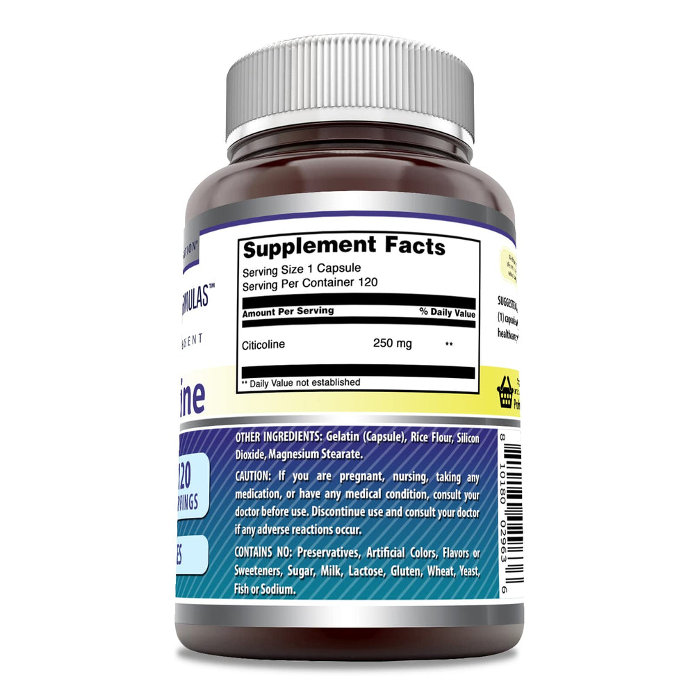 Supplement facts and ingredients for Citicoline 250 mg capsules