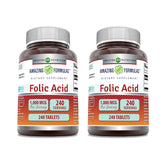 Bottle of Amazing Formulas Folic Acid 1000 mcg tablets, 240 count, 2-pack