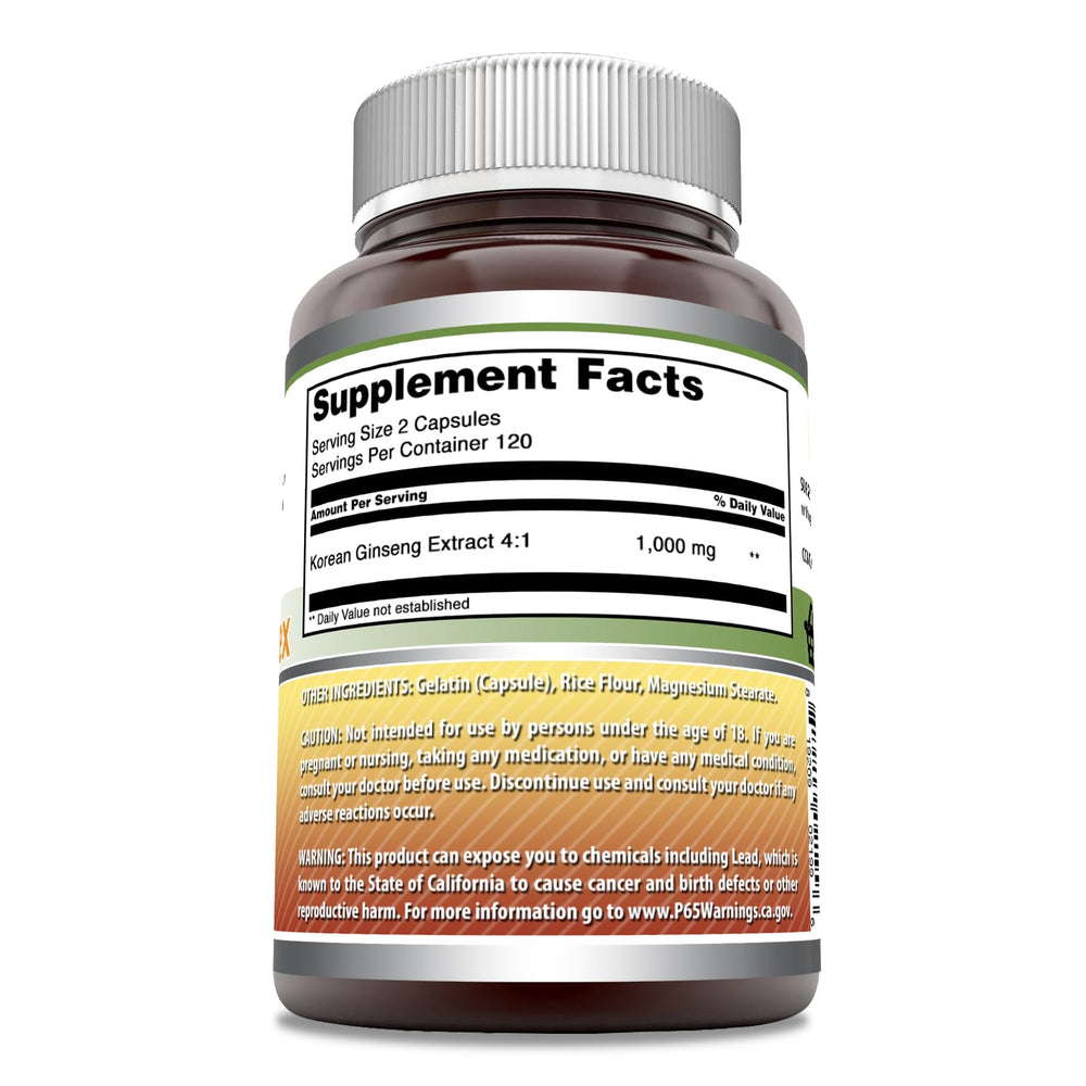 Ginseng Complex capsules displayed to represent 1000 mg per serving