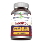 Amazing Formulas Inositol 1000 mg per serving bottle with 250 tablets.