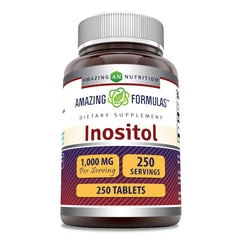Amazing Formulas Inositol 1000 mg per serving bottle with 250 tablets.