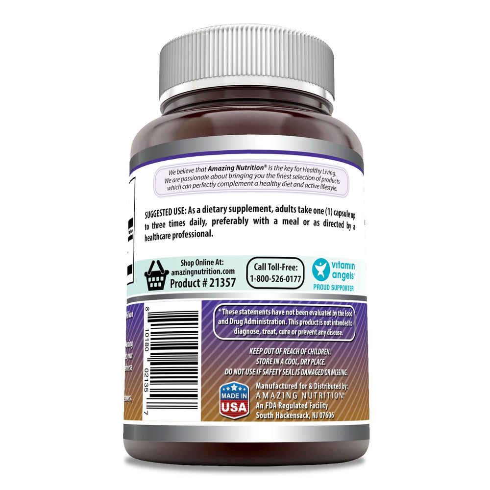 Close-up of Amazing Formulas L-Arginine bottle label