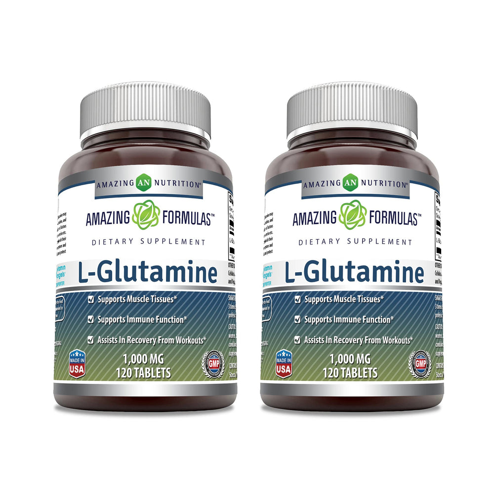 Amazing Formulas L-Glutamine 1000 mg Tablets – 2 Pack, 120 Count