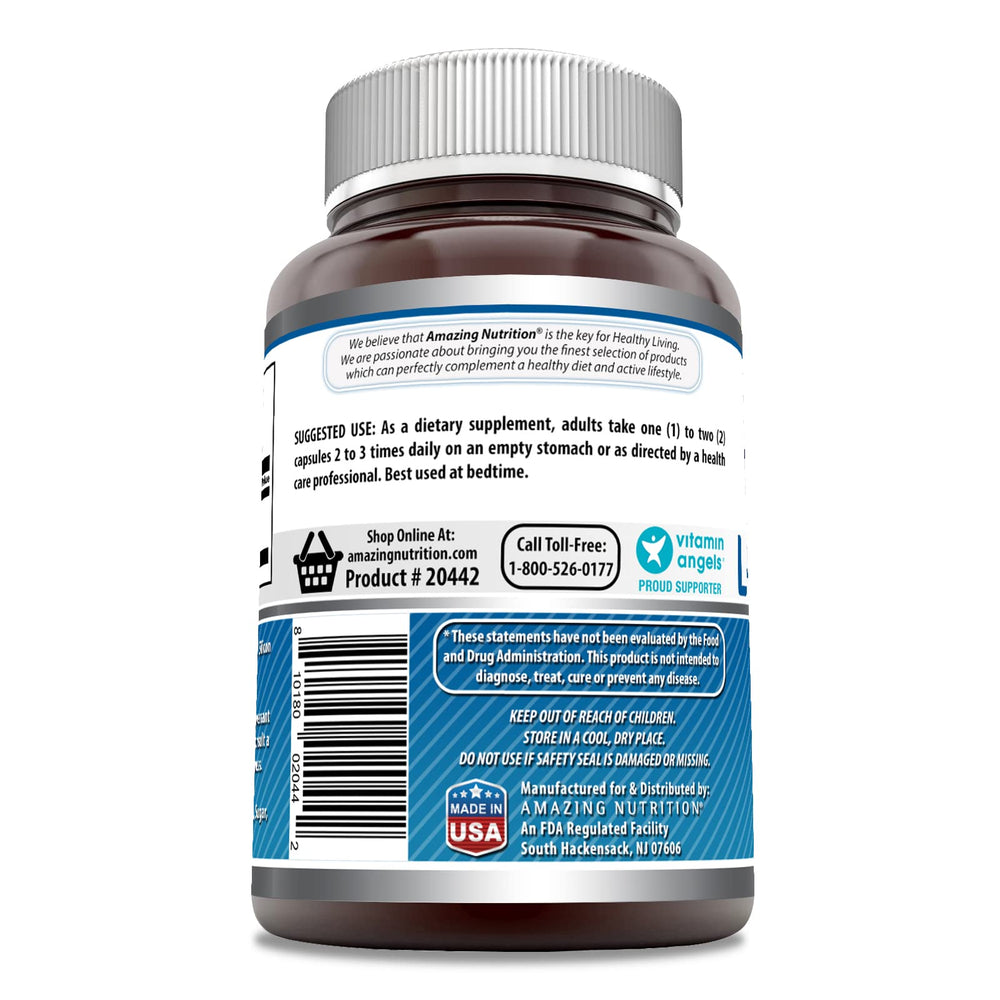Serving size diagram showing 1 capsule per serving