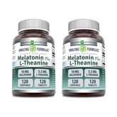 Bottle of Amazing Formulas Melatonin 10 mg with L-Theanine 5.5 mg (120 tablets) 2-pack