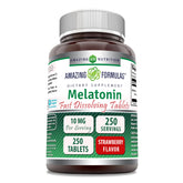Bottle of Amazing Formulas Melatonin 10 mg Fast Dissolve with strawberry flavor