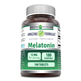 Amazing Formulas Melatonin bottle on white background, unflavored
