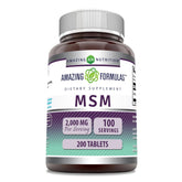 Amazing Formulas MSM bottle label showing 1000 mg per serving and 200 tablets