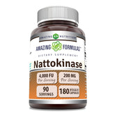 Front of Amazing Formulas nattokinase 100 mg veggie capsules bottle