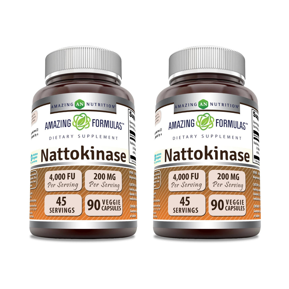 Amazing Formulas Nattokinase 100 mg Veggie Capsules bottle, 90 count, 2-pack