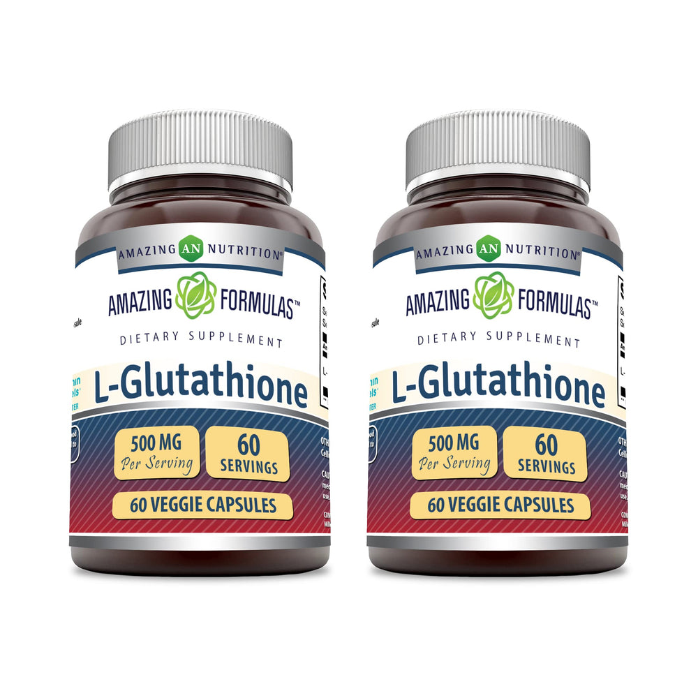 Bottle of Amazing Formulas Reduced L-Glutathione Supplement, 500 mg per serving, 60 veggie capsules
