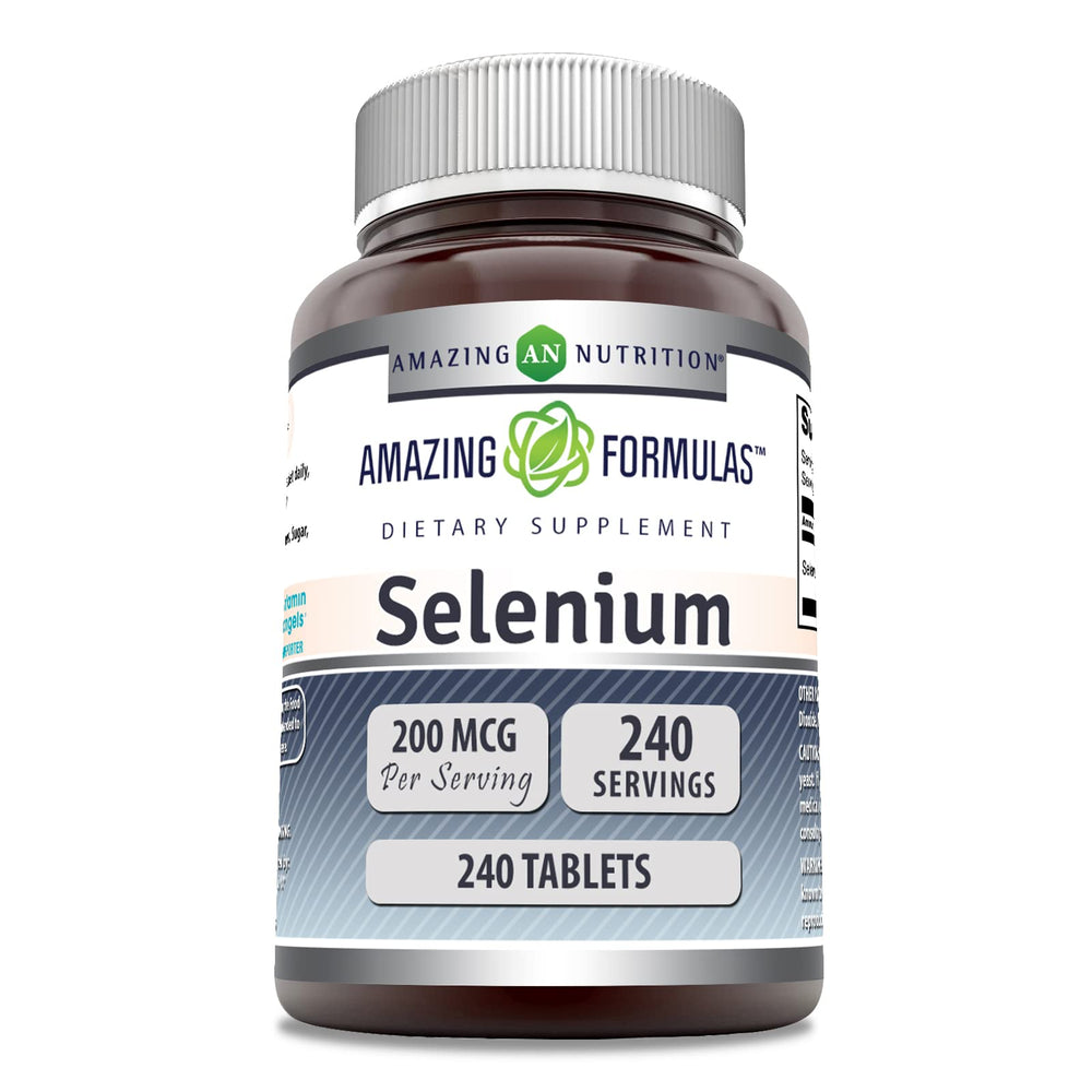 Front view of Amazing Formulas Selenium 200 mcg bottle with 240 servings