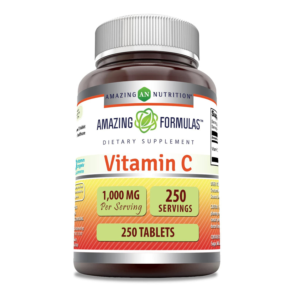 Bottle label showing Amazing Formulas Vitamin C 1000 mg - 250 count