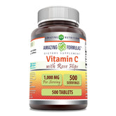 Bottle of Amazing Formulas Vitamin C with Rose Hips 1000 mg tablets