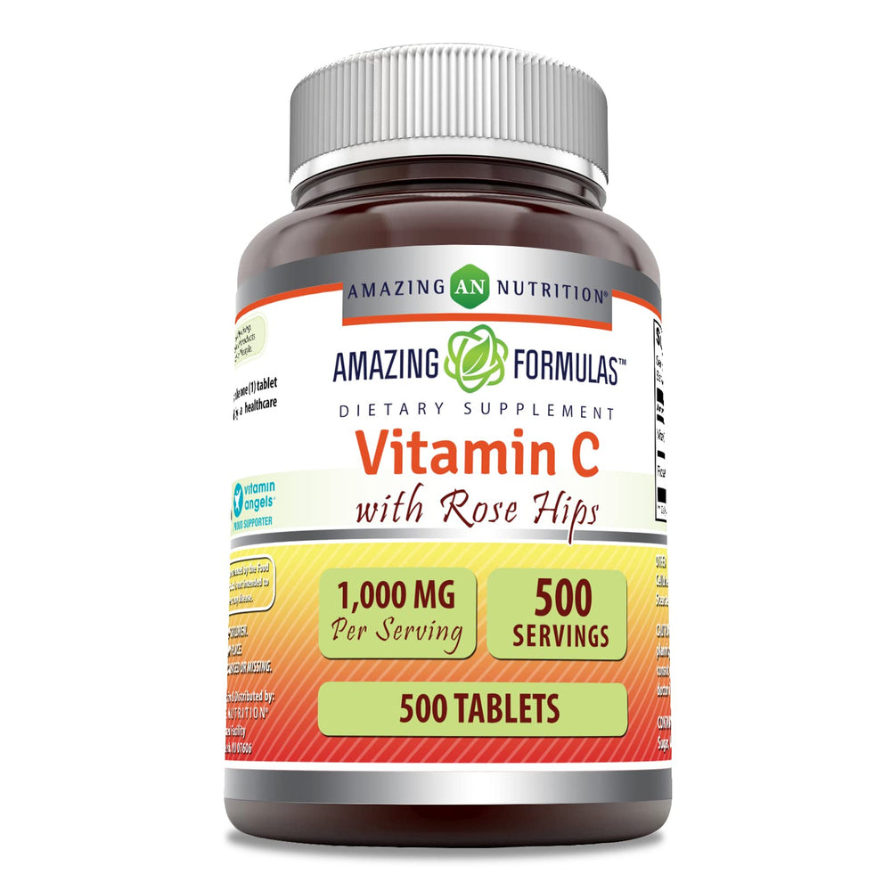 Bottle of Amazing Formulas Vitamin C with Rose Hips 1000 mg tablets