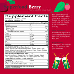 Back label with nutrition facts and serving size