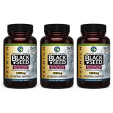 Front view of Amazing Herbs Black Seed Oil Capsules bottle (60 capsules per bottle)