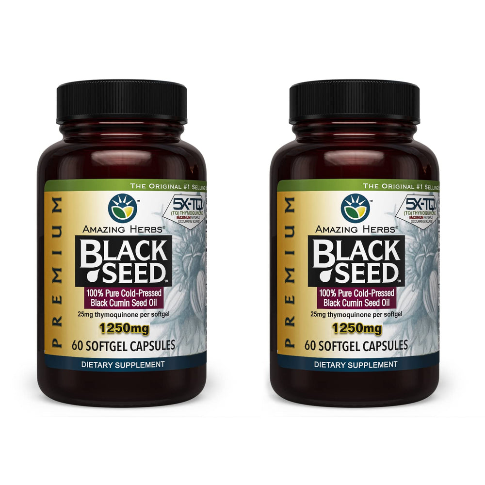 Amazing Herbs Black Seed Oil Capsules bottle with label