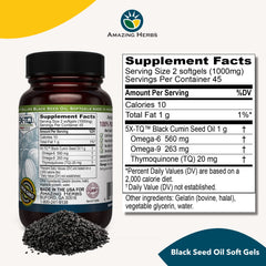 Close-up of 500mg black seed oil capsules