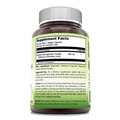 Close-up of Ashwagandha 500 mg veggie capsules