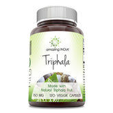 Amazing India Triphala 750 mg per serving bottle with 120 veggie capsules