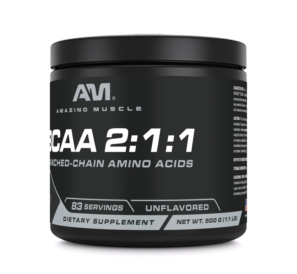 Close-up of Amazing Muscle BCAA powder