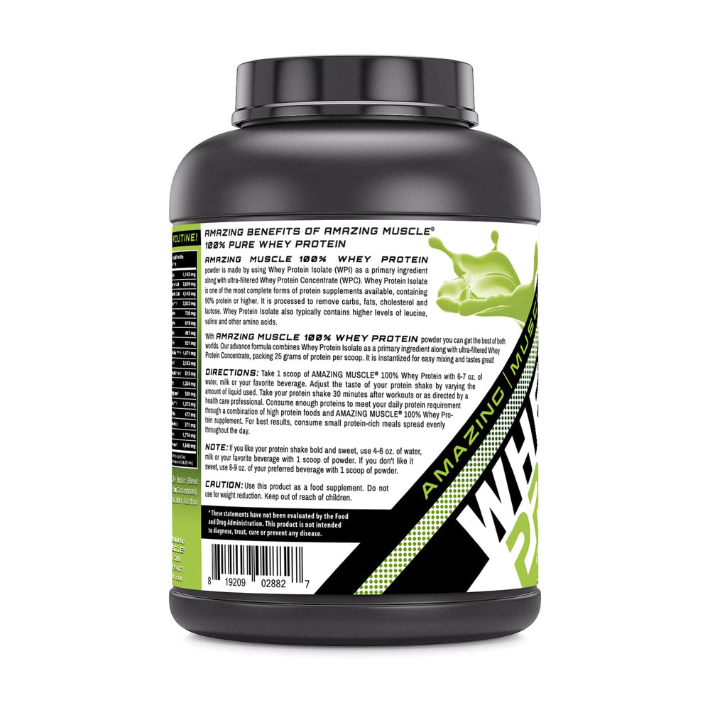 Close-up of whey protein isolate and matcha ingredients on label
