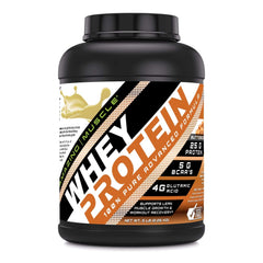 Amazing Muscle 100% Whey Protein Powder Butterscotch flavor – front label (5 Lb)