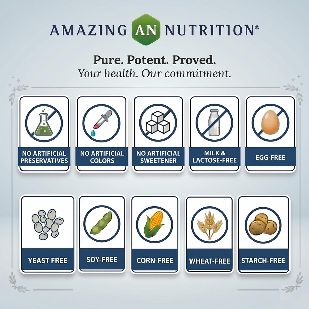 Amazing Nutrition bottle held in hand showing size and servings