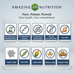Amazing Nutrition bottle held in hand showing size and servings