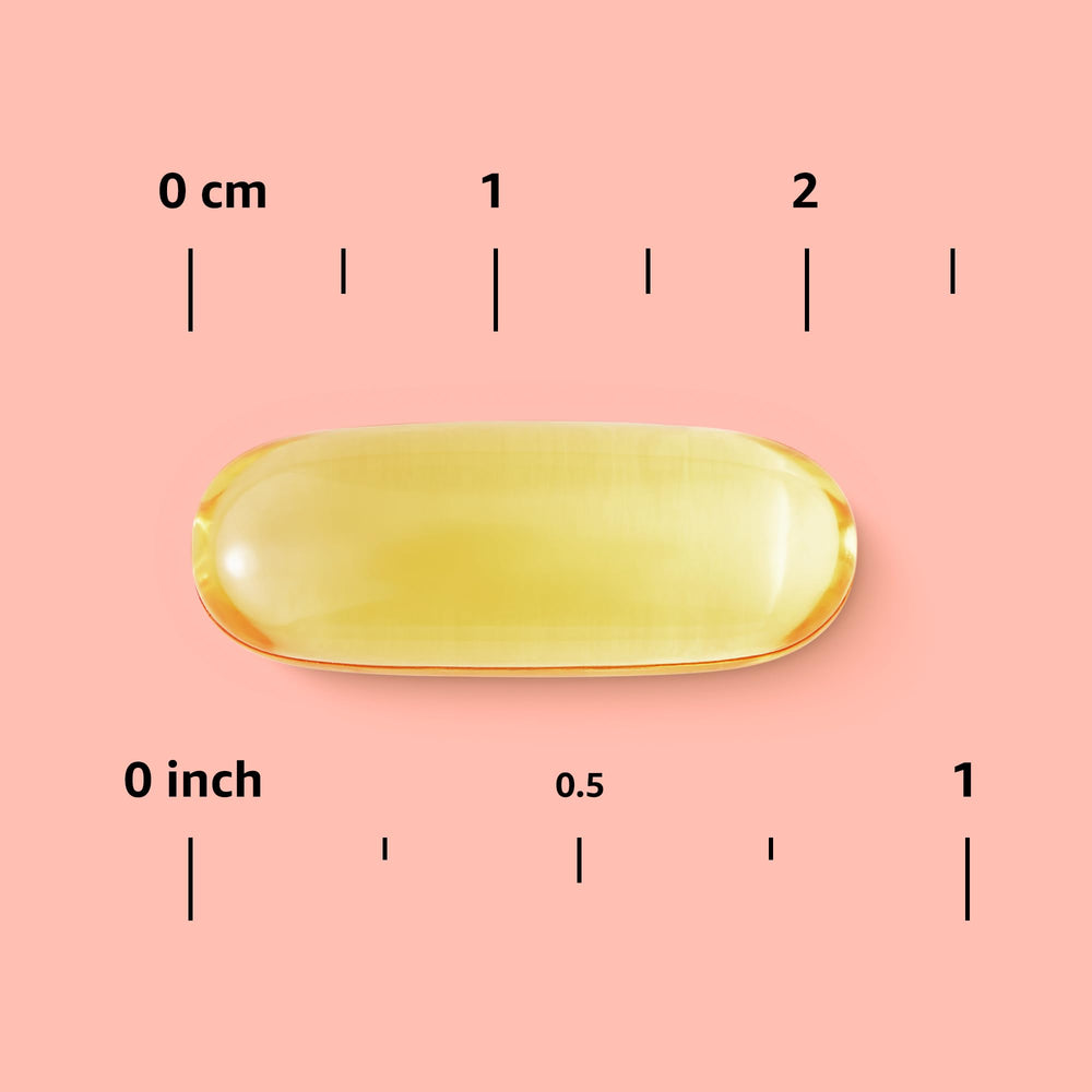 Front view of Amazon Elements Super Omega-3 lemon bottle and packaging