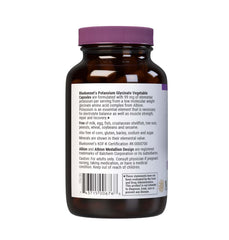 Amber glass bottle of potassium supplement capsules