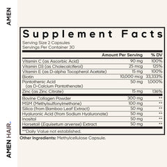 Close-up of Amen Hair Vitamins capsules