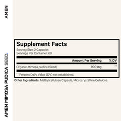Amen Organic Mimosa Pudica Seeds Capsules bottle back label