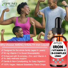 Family-friendly iron drops suitable for women, men, and children 6+