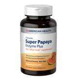 Bottle of American Health Super Papaya Enzyme Plus 180 chewable tablets