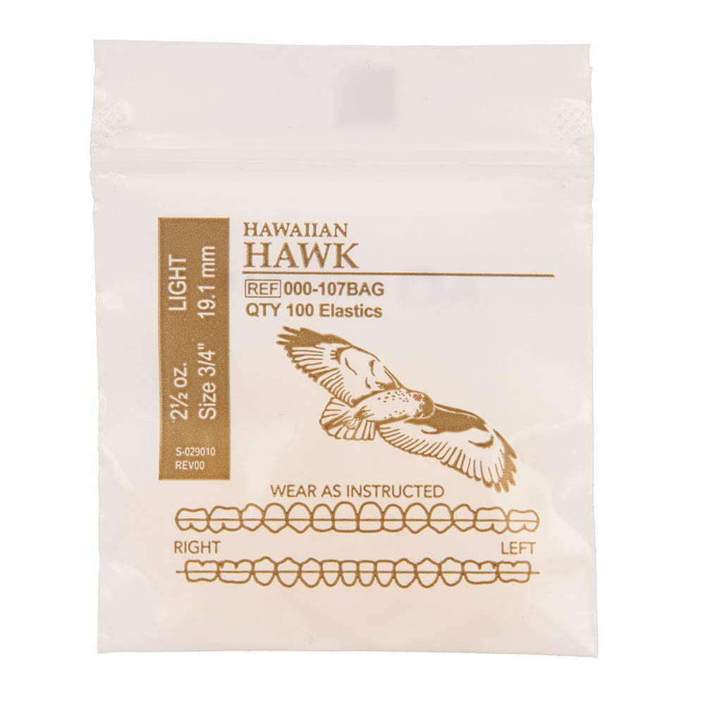 Wildlife Hawk elastics by American Orthodontics, lightweight gauge, 3/4 inch size